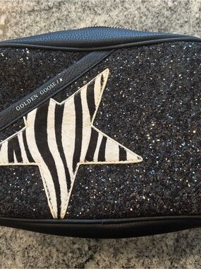 Black Glitter Crossbody with Zebra Star Accent